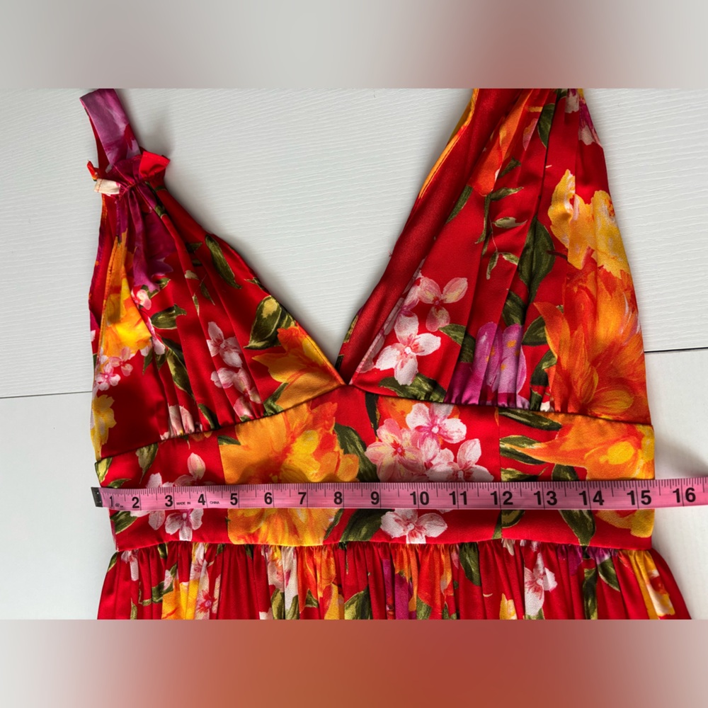 Ronny Kobo Sallee Red Floral Maxi Dress Size L - Picture 11 of 12